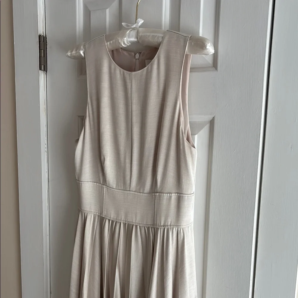 Banana Republic Ness Pleated Satin Midi Dress Size 4 Cream - Picture 10 of 14